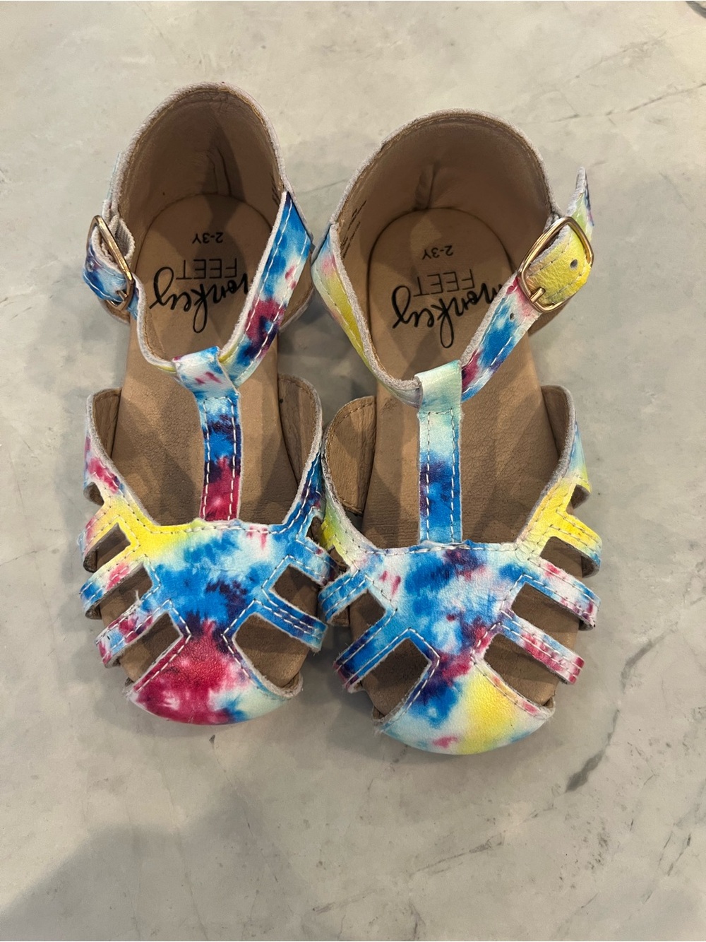 Monkey Feet Tie Dye Gladiator Sandals Toddler Size 7 Rainbow Boutique Shoes